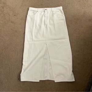 Mango White Denim Slit Skirt